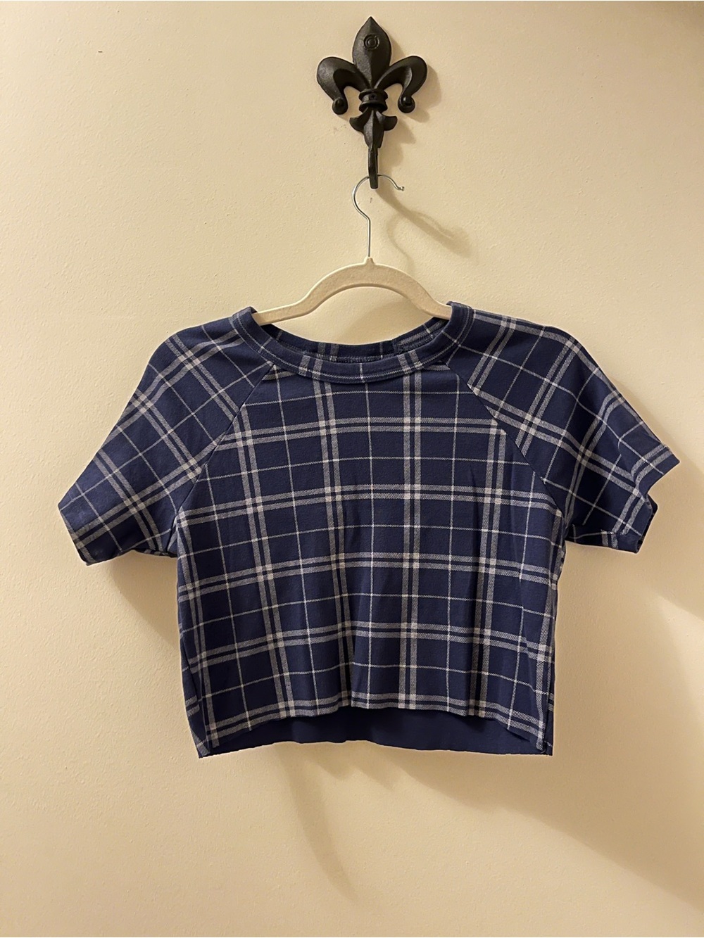 PacSun Dark Navy Plaid Cropped Tee